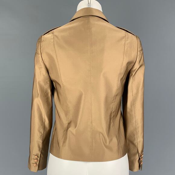 PRADA Size 6 Copper Wool Silk Single Breasted Jacket Blazer - Picture 3 of 6